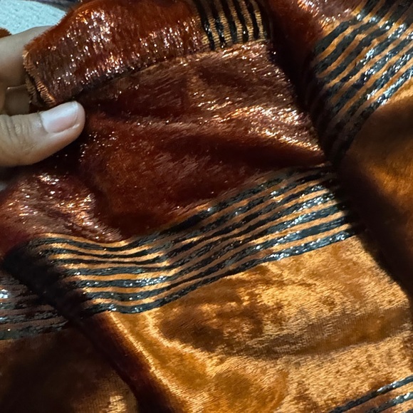 Anthropologie Ett:Twa Bronze Long Line Velvet Kimono Sparkly Jacket Size M/L - Picture 5 of 6